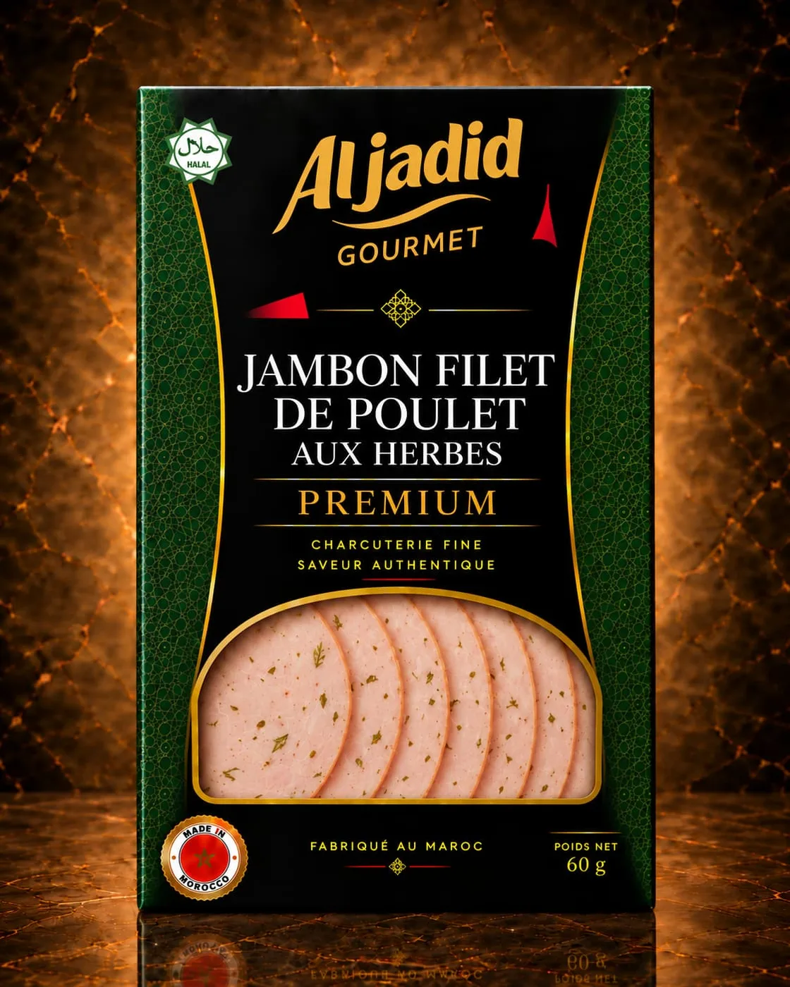 Jambon filet de poulet aux herbes tranché — Les notes fraîches, tranchées fin