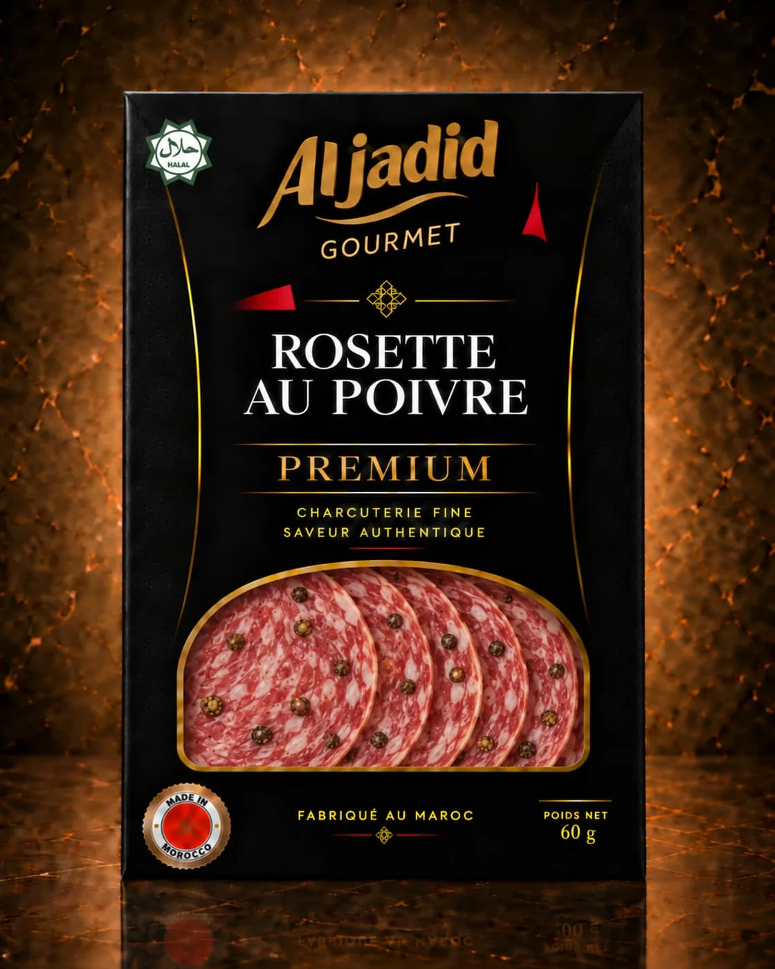 Rosette aux poivres tranchée — Le poivre, tranché fin