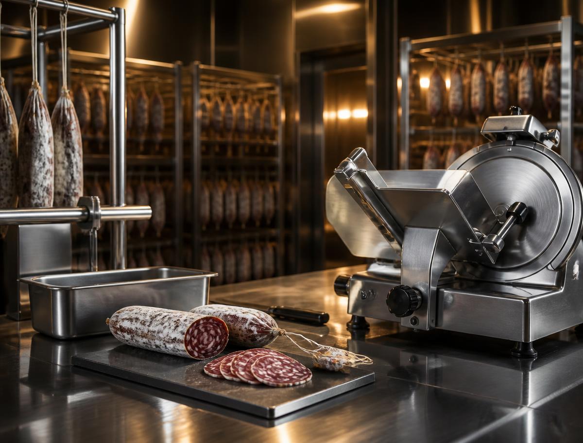 Ligne de production inox d'une unité de charcuterie moderne