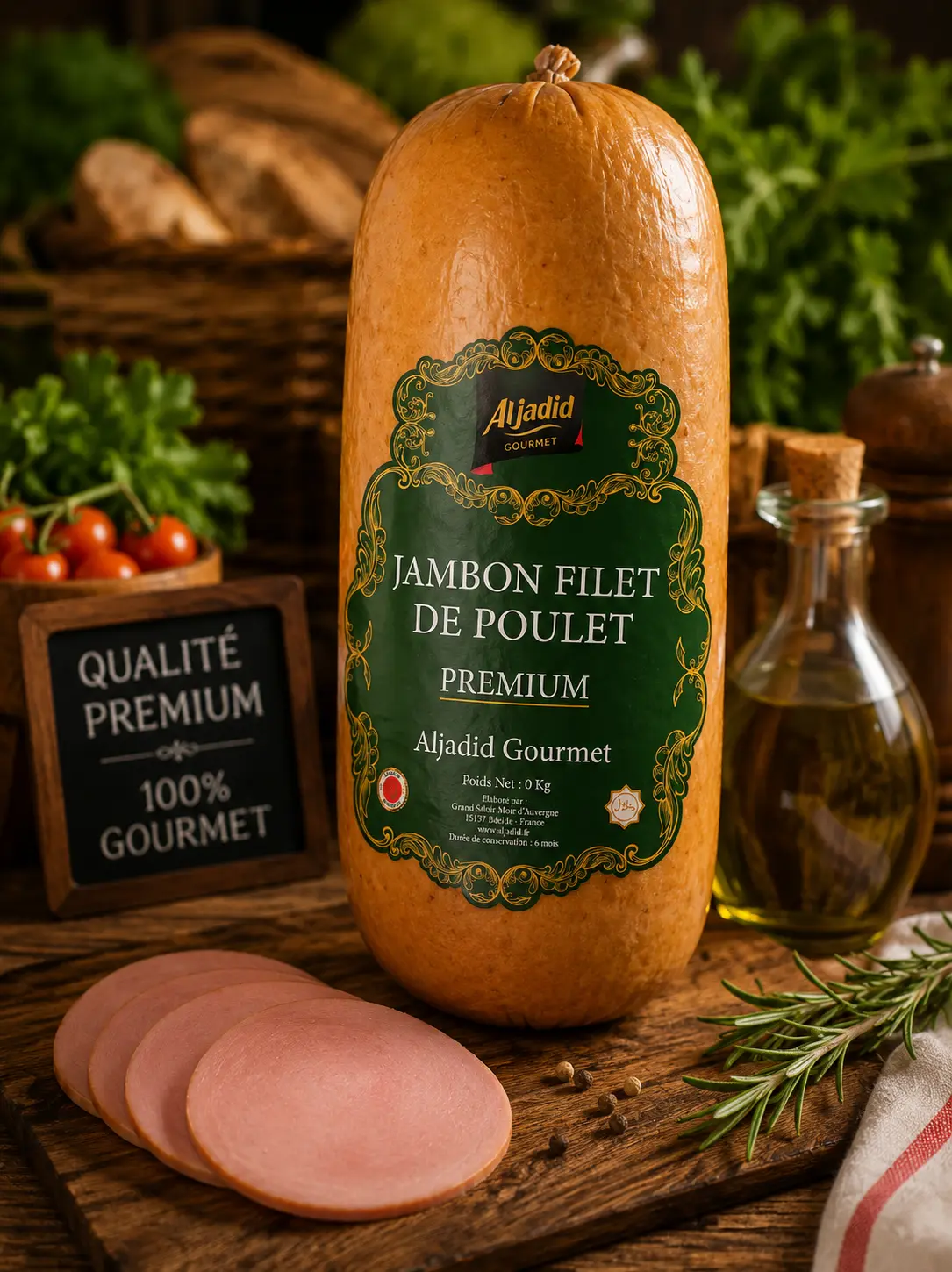 Jambon filet de poulet 3 kg — La tranche nette